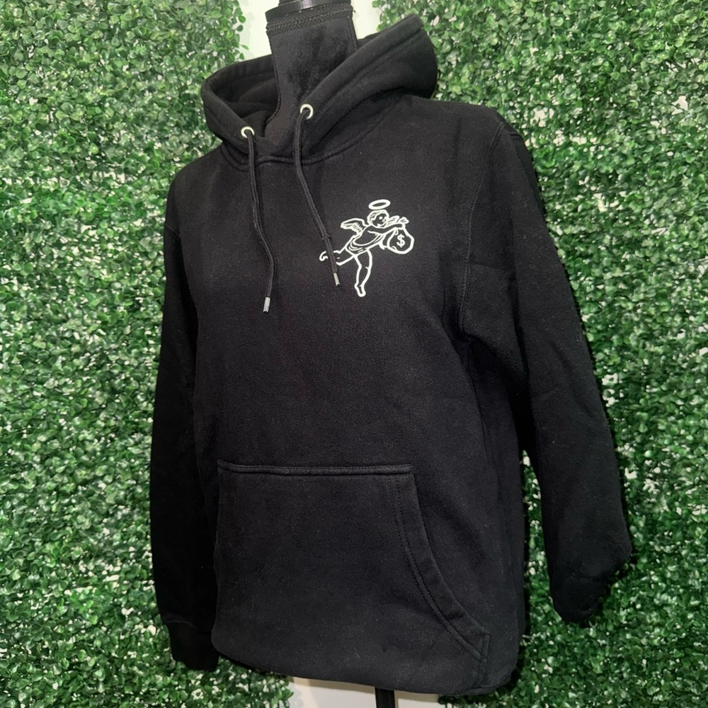 Black Hoodie with Angel Graphic